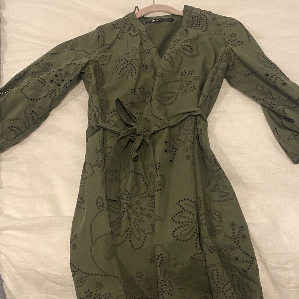 Zara Dark Green Floral Dress
